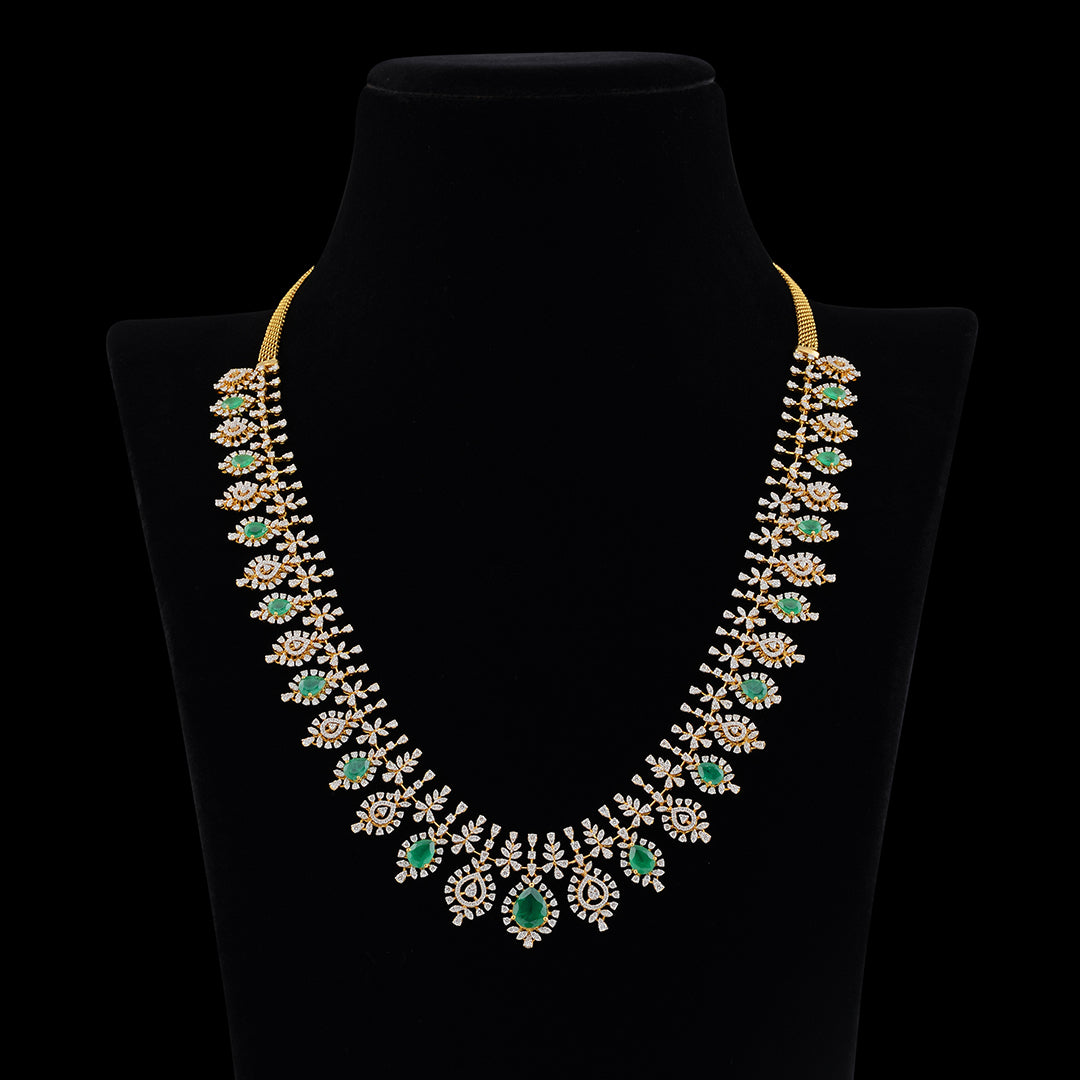 Pear shaped diamond emerald haar - Krishna Jewellers Pearls and Gems