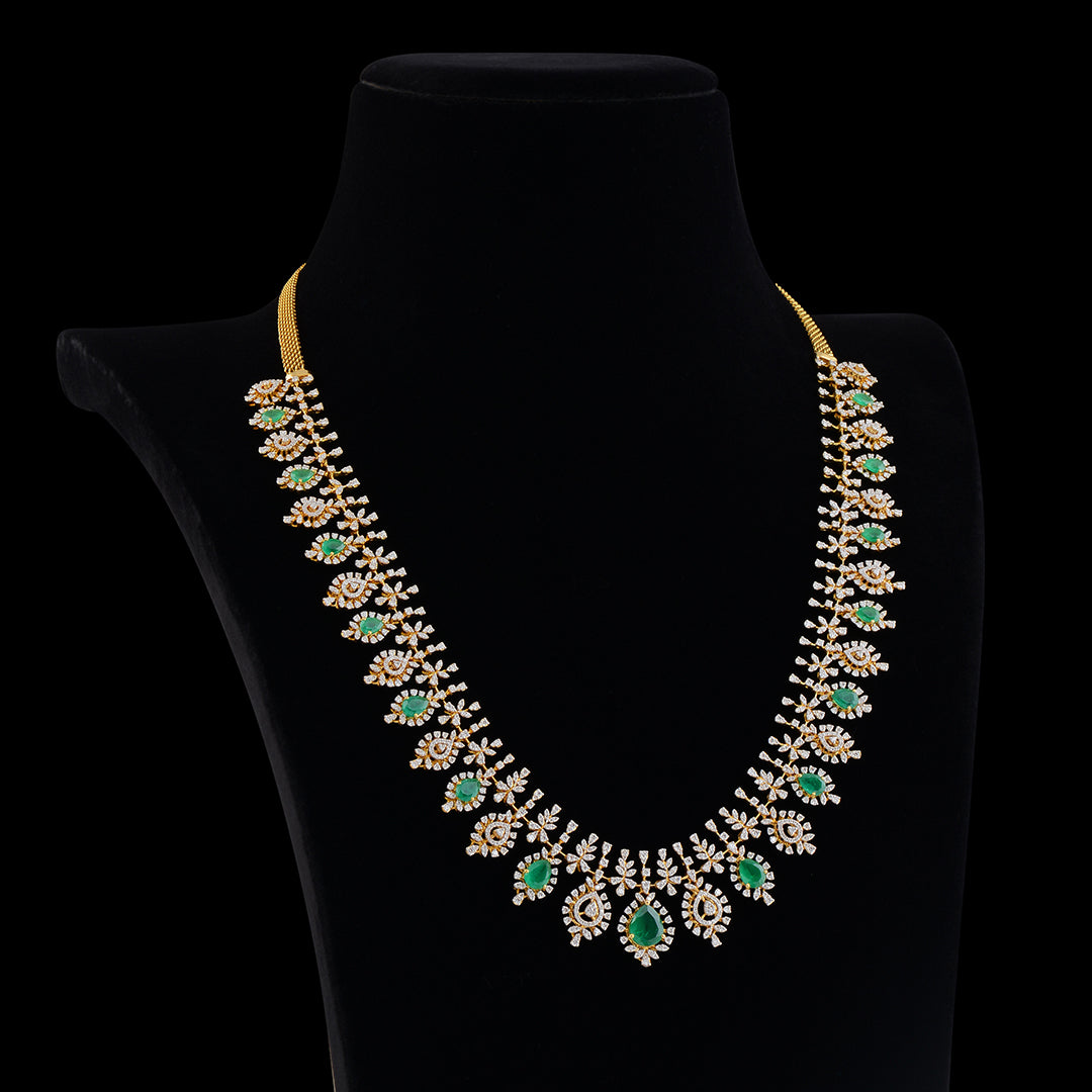 Pear shaped diamond emerald haar - Krishna Jewellers Pearls and Gems