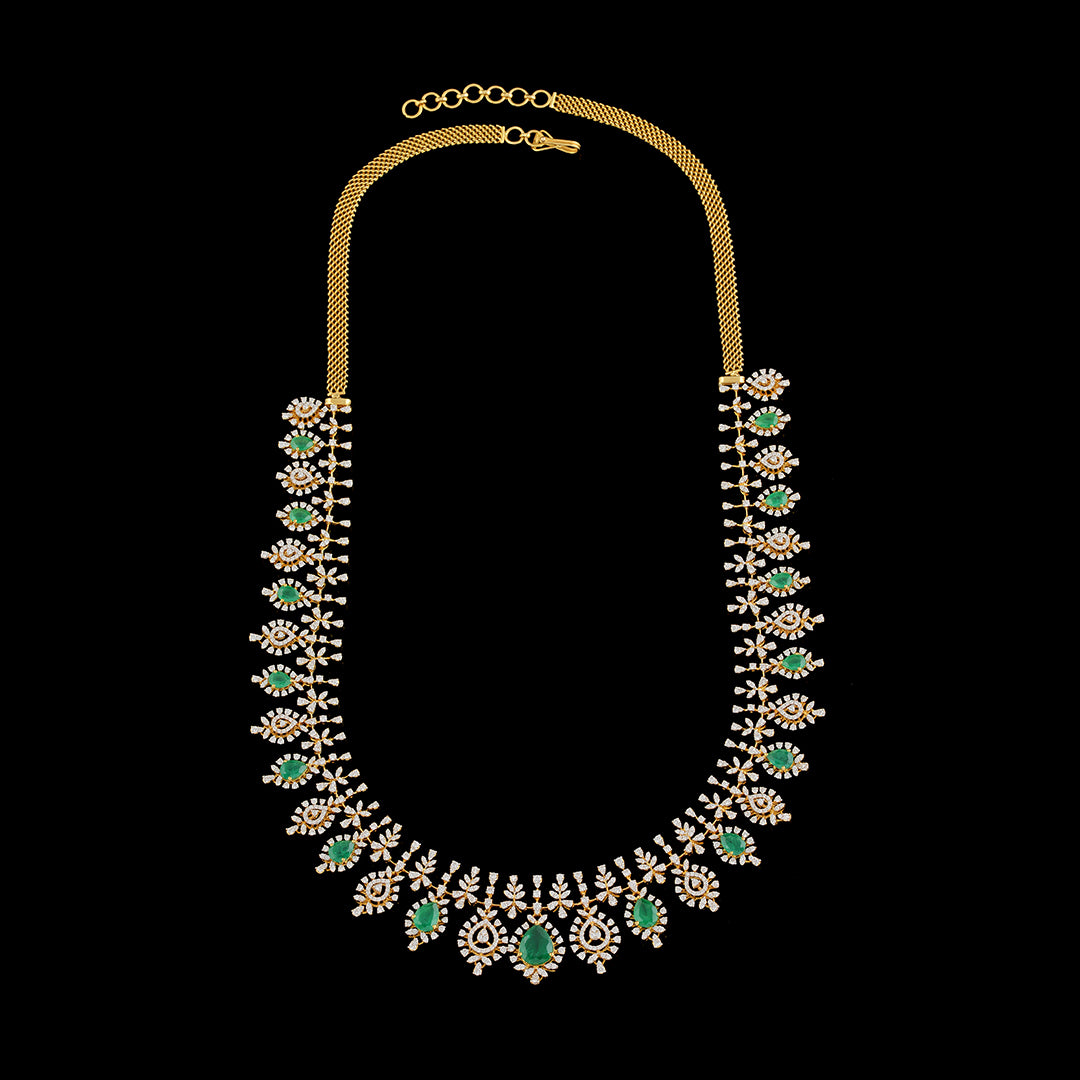 Pear shaped diamond emerald haar - Krishna Jewellers Pearls and Gems