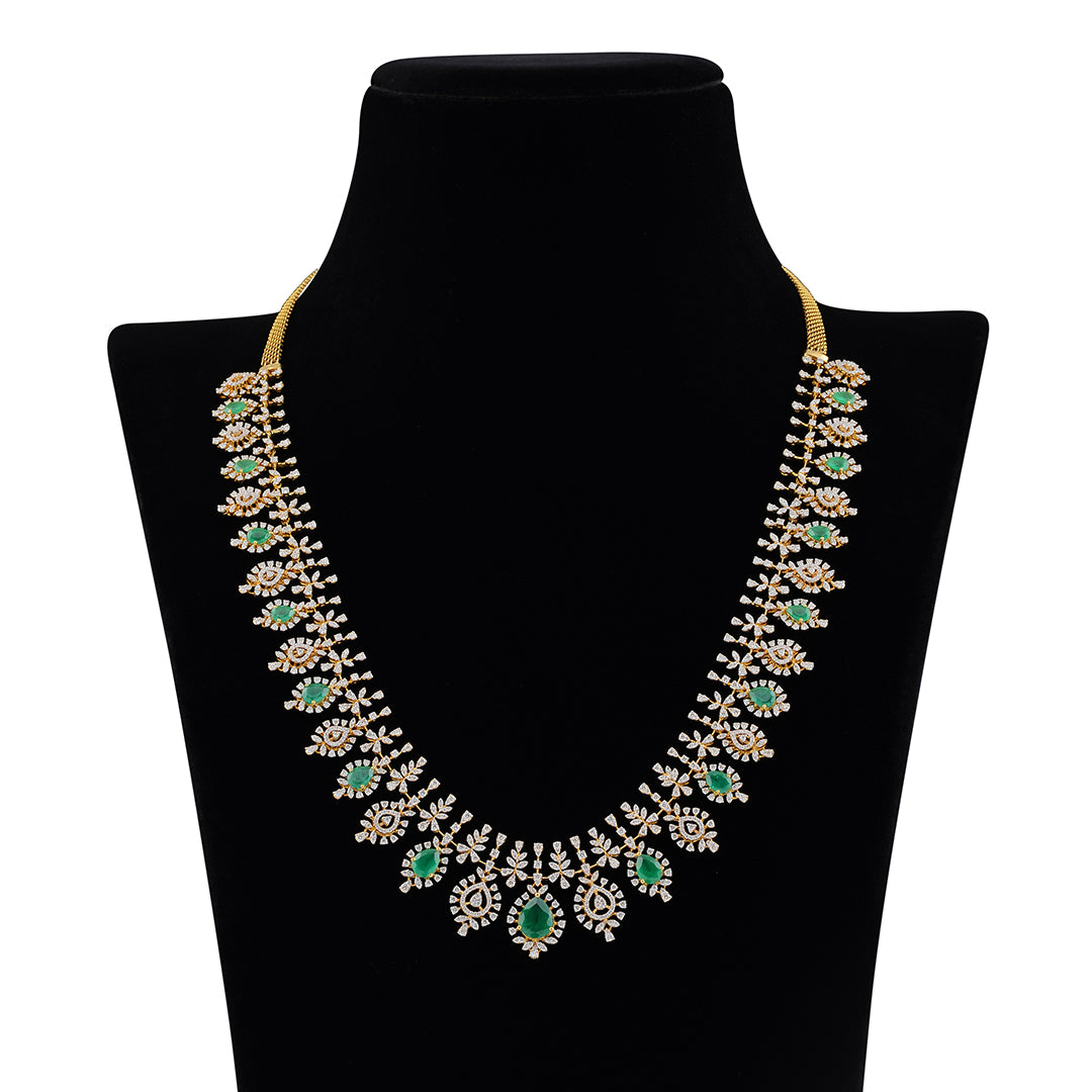 Pear shaped diamond emerald haar - Krishna Jewellers Pearls and Gems