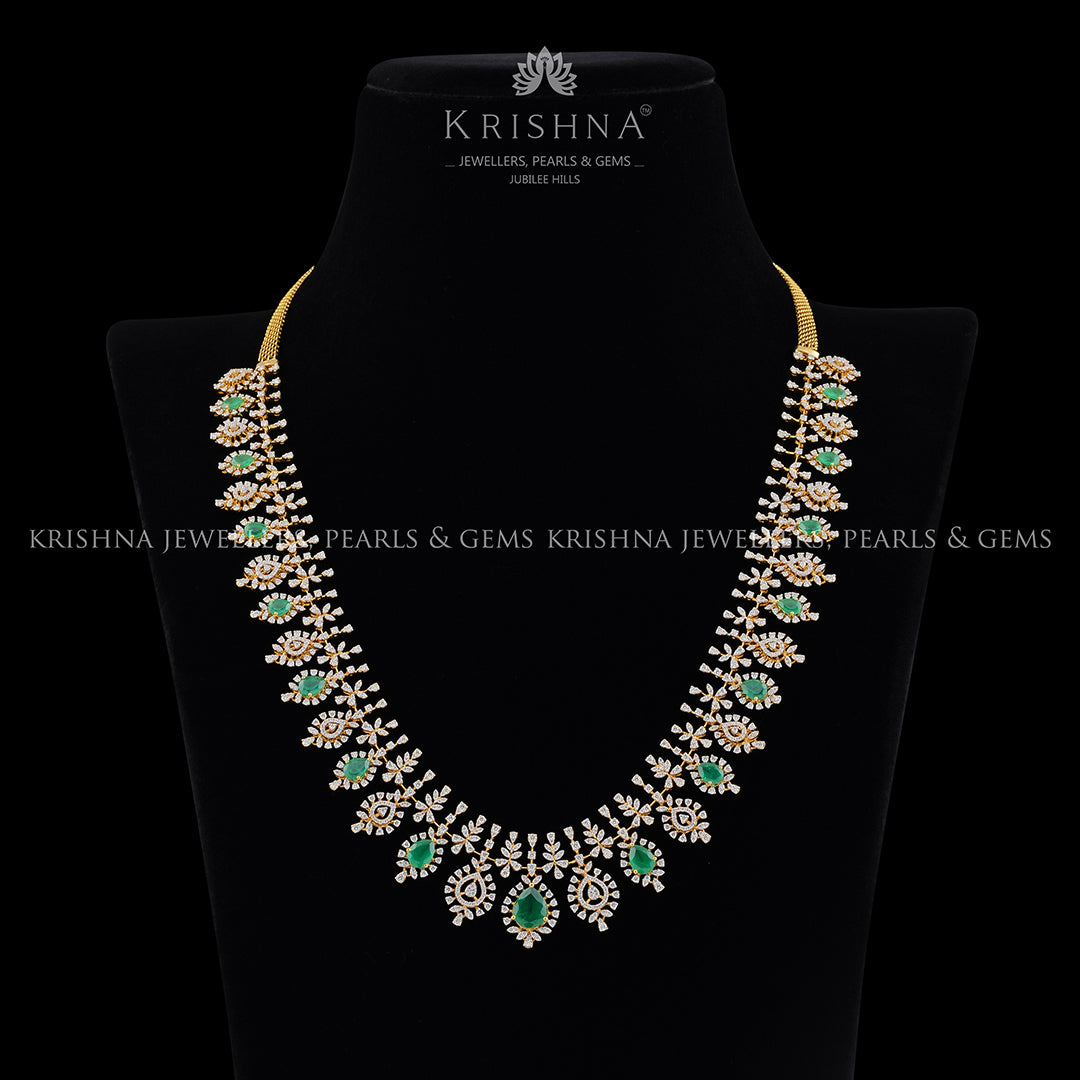 Pear shaped diamond emerald haar - Krishna Jewellers Pearls and Gems