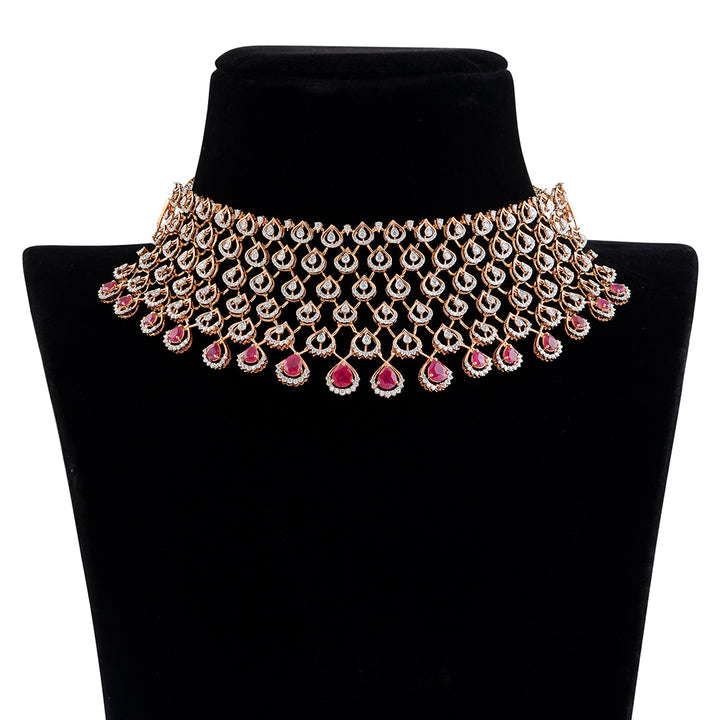 Diamond Ruby Choker Necklace - Krishna Jewellers Pearls and Gems