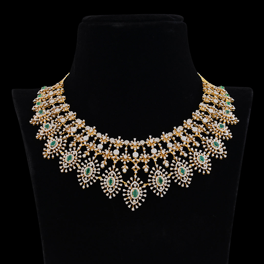 Pear shaped diamond choker necklace - Krishna Jewellers Pearls and Gems