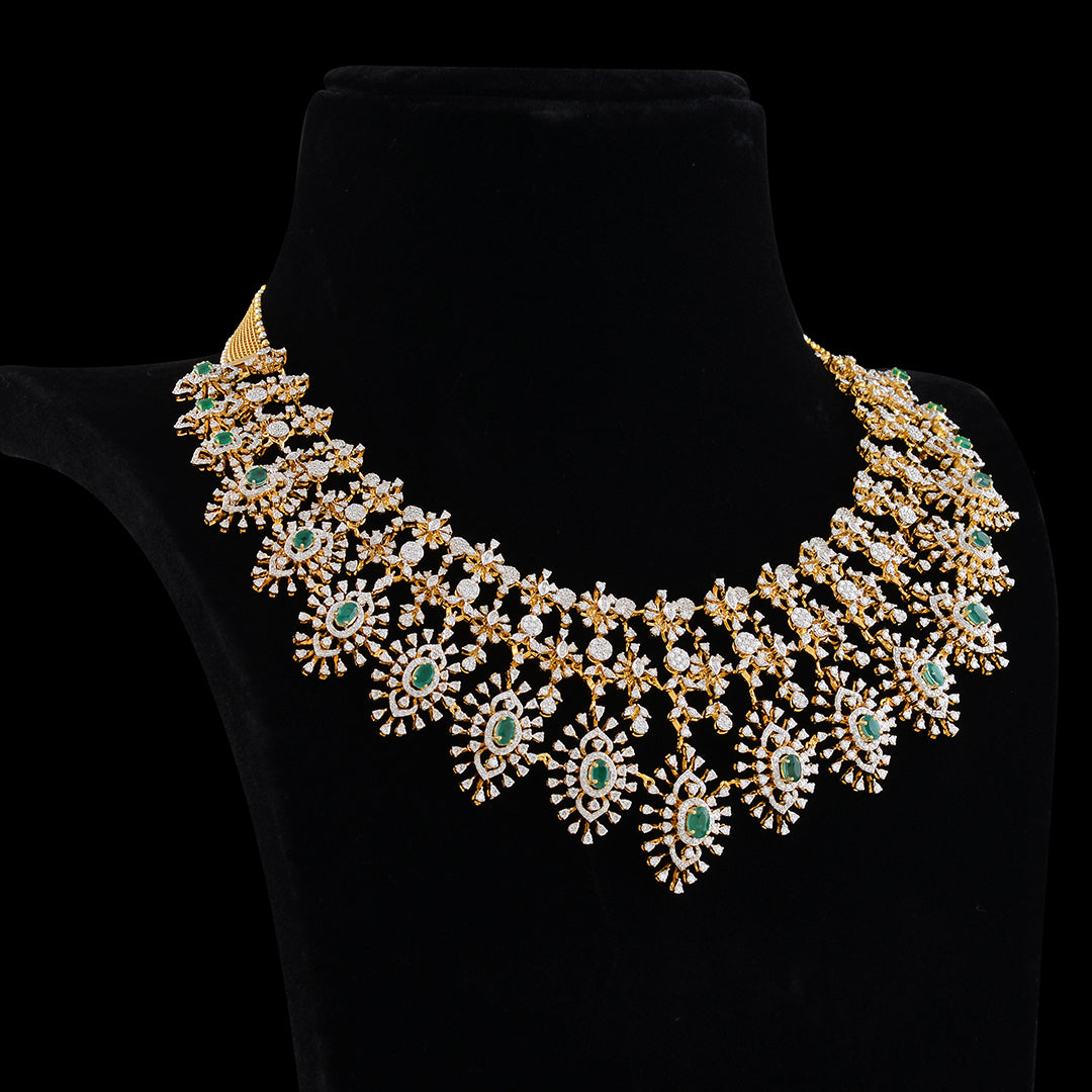 Pear shaped diamond choker necklace - Krishna Jewellers Pearls and Gems