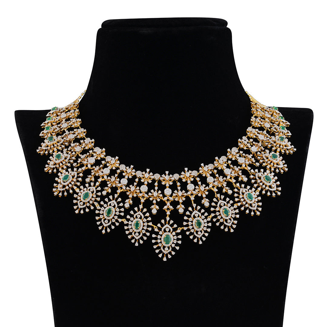 Pear shaped diamond choker necklace - Krishna Jewellers Pearls and Gems