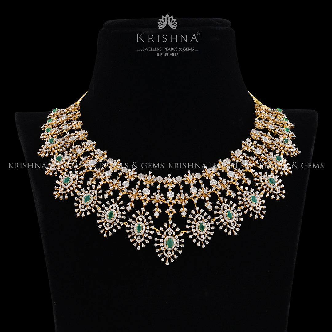 Pear shaped diamond choker necklace - Krishna Jewellers Pearls and Gems