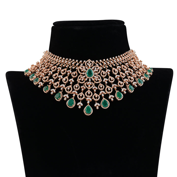 Beautiful Diamond Emerald Choker - Krishna Jewellers Pearls and Gems