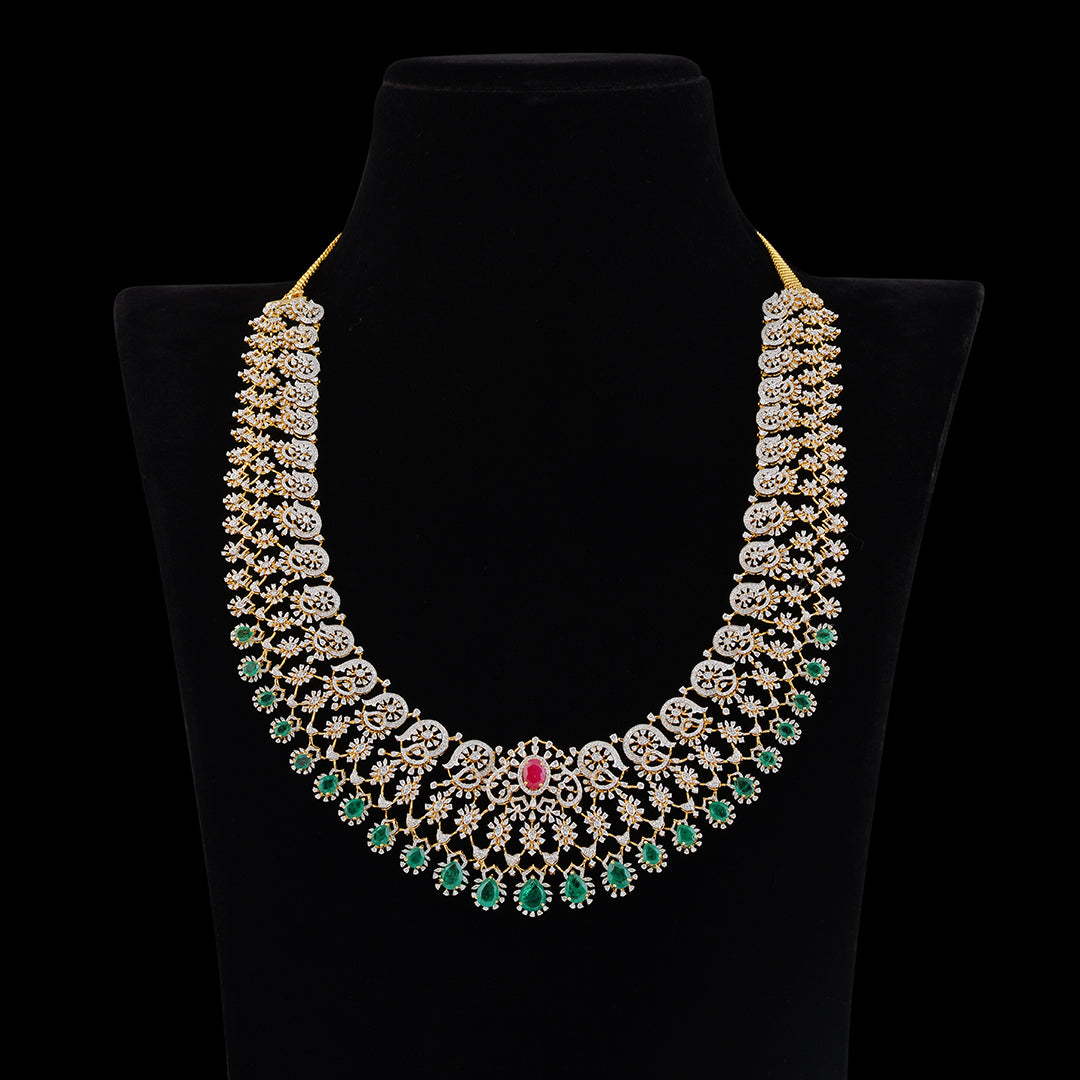 Diamond Emerald Ruby Haram - Krishna Jewellers Pearls and Gems