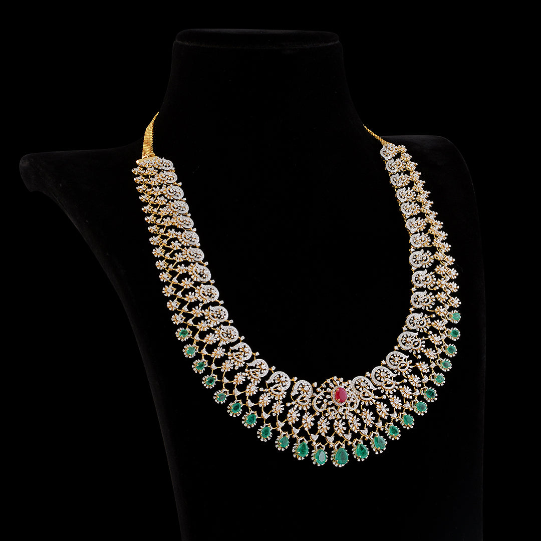 Diamond Emerald Ruby Haram - Krishna Jewellers Pearls and Gems