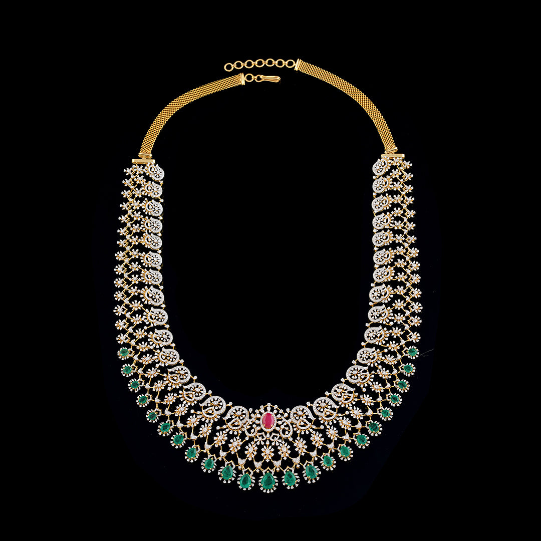 Diamond Emerald Ruby Haram - Krishna Jewellers Pearls and Gems