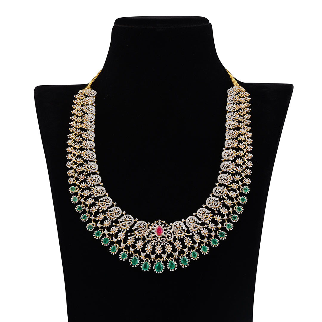 Diamond Emerald Ruby Haram - Krishna Jewellers Pearls and Gems