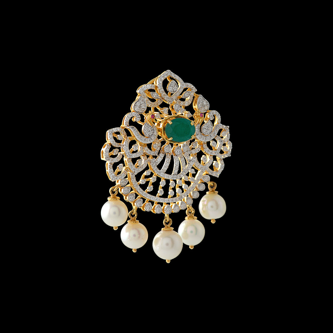 Peacock Diamond  Pendant - Krishna Jewellers Pearls and Gems