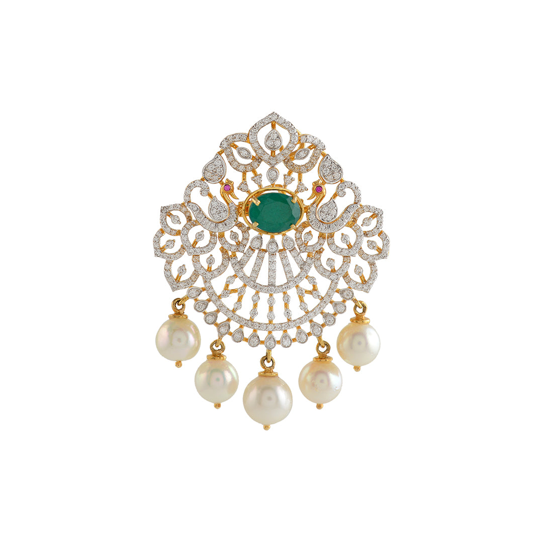 Peacock Diamond  Pendant - Krishna Jewellers Pearls and Gems