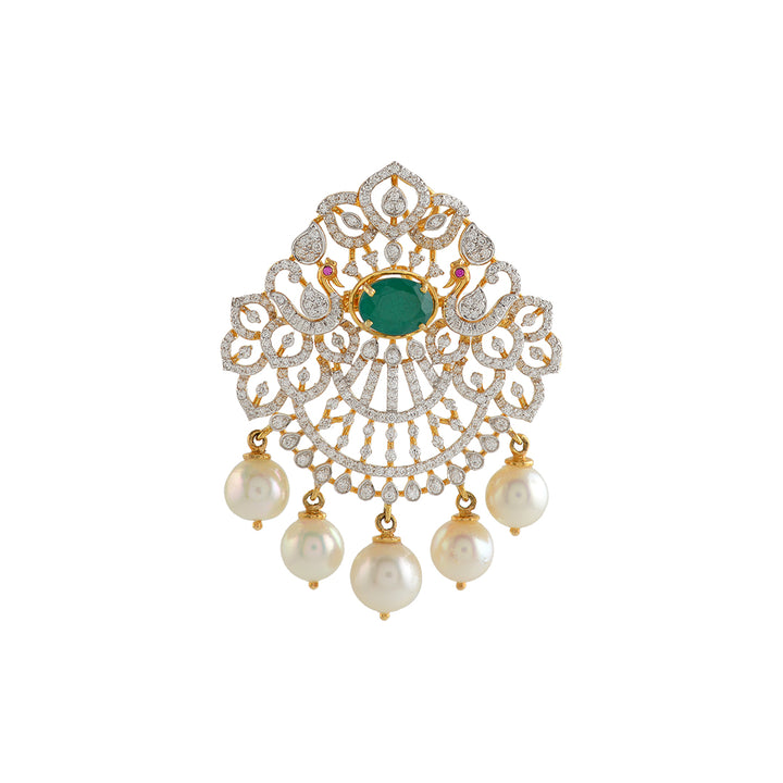 Peacock Diamond  Pendant - Krishna Jewellers Pearls and Gems
