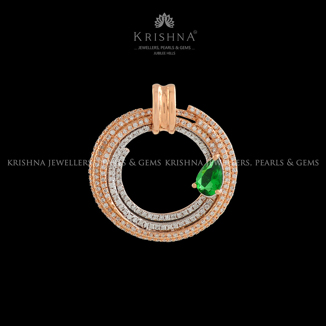 Multi Circle Diamond Pendant - Krishna Jewellers Pearls and Gems