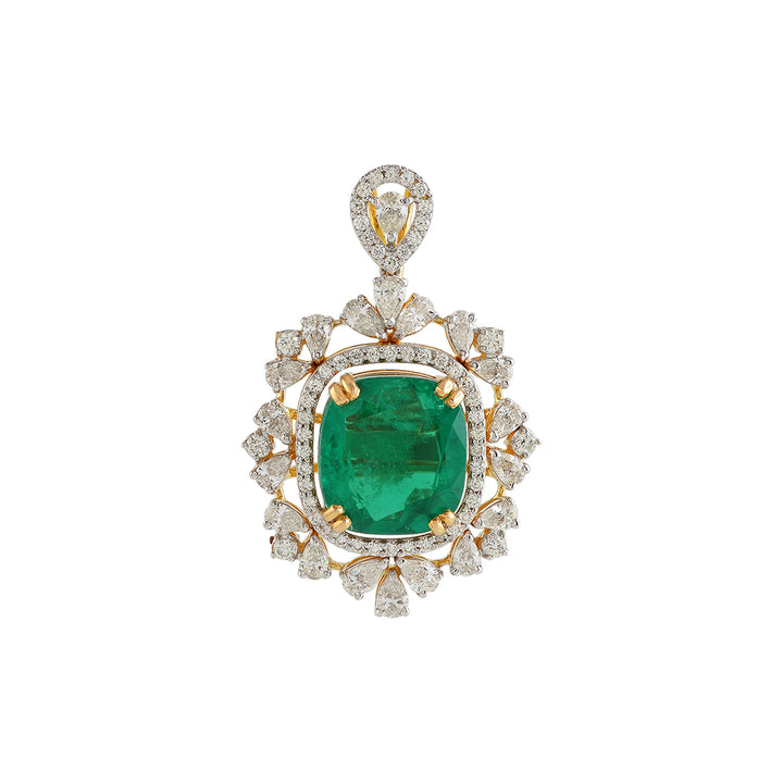 Diamond Emerald Pendant - Krishna Jewellers Pearls and Gems