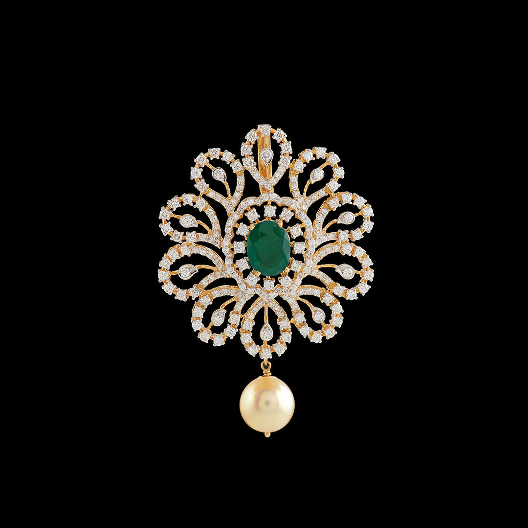Floral Diamond Pendant - Krishna Jewellers Pearls and Gems