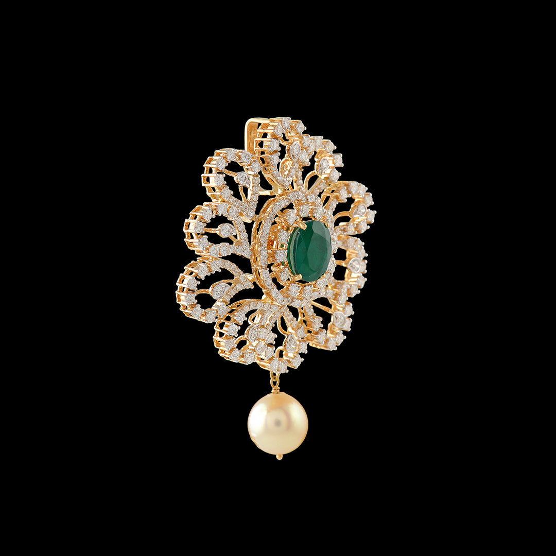 Floral Diamond Pendant - Krishna Jewellers Pearls and Gems