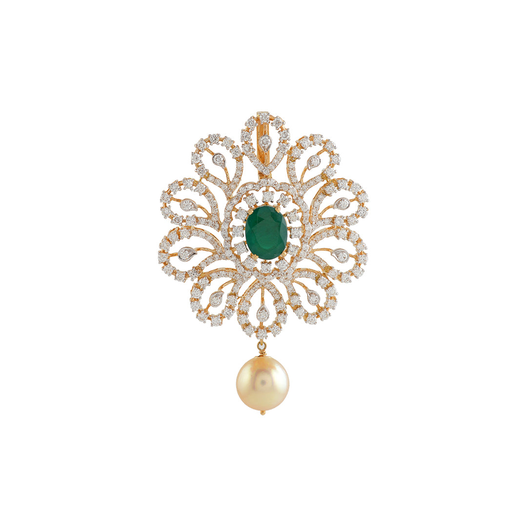 Floral Diamond Pendant - Krishna Jewellers Pearls and Gems