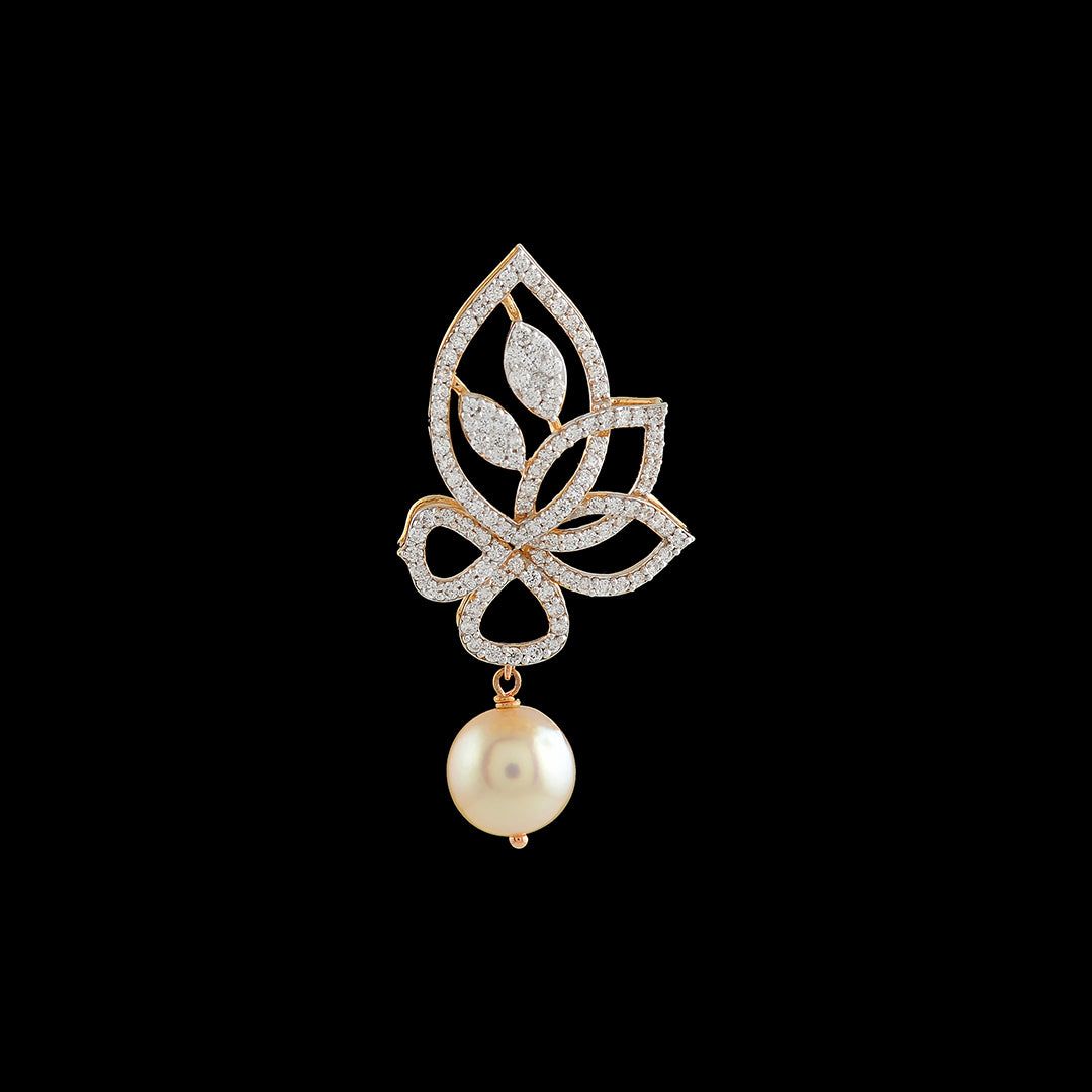 Flower and Leaf Diamond Pendant - Krishna Jewellers Pearls and Gems