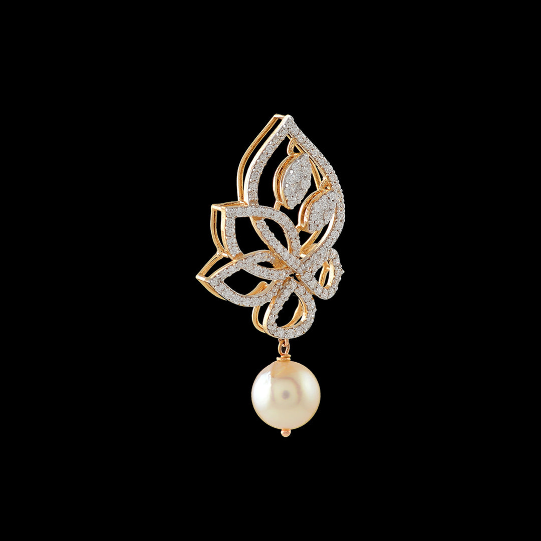 Flower and Leaf Diamond Pendant - Krishna Jewellers Pearls and Gems