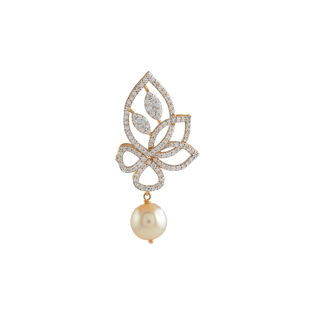 Flower and Leaf Diamond Pendant - Krishna Jewellers Pearls and Gems
