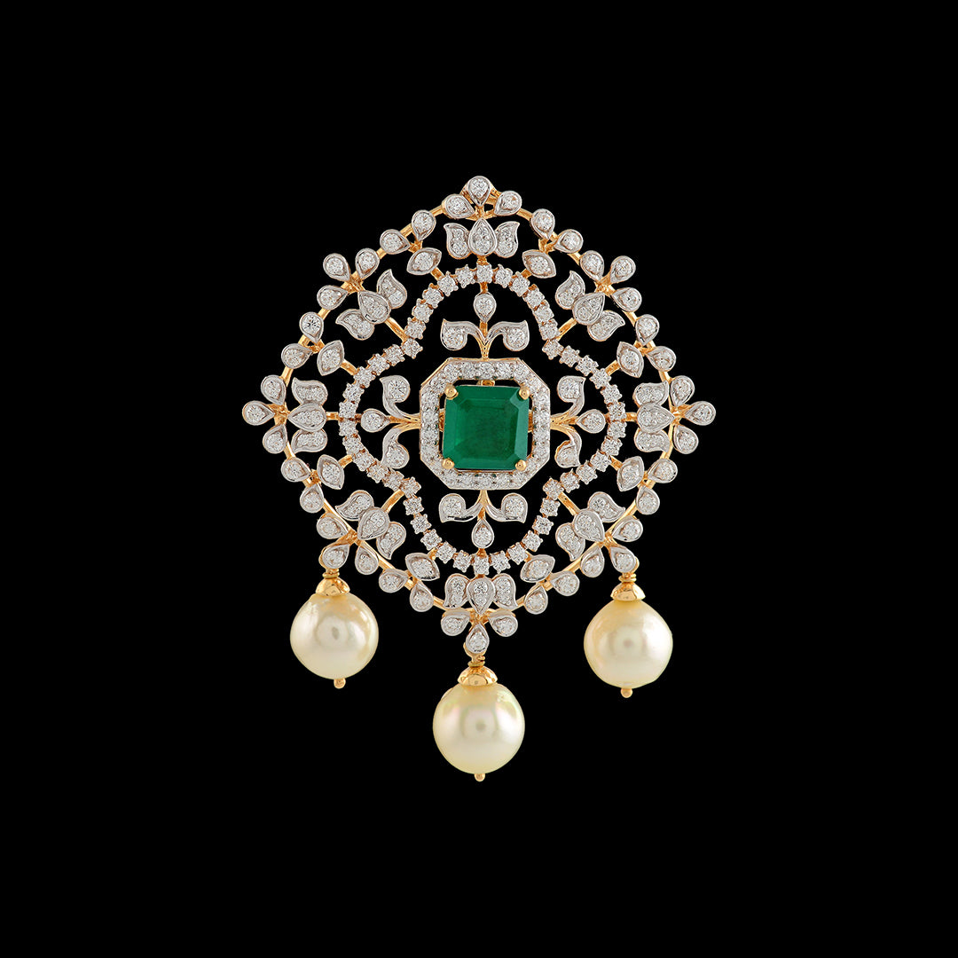 Lotus Diamond Pendant - Krishna Jewellers Pearls and Gems