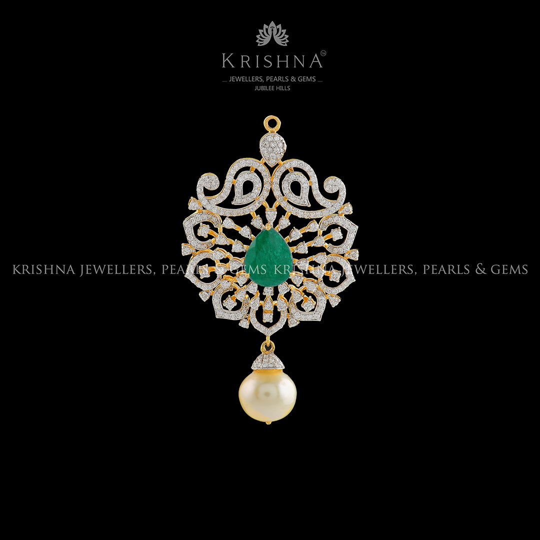 Mango Diamond Pendant - Krishna Jewellers Pearls and Gems