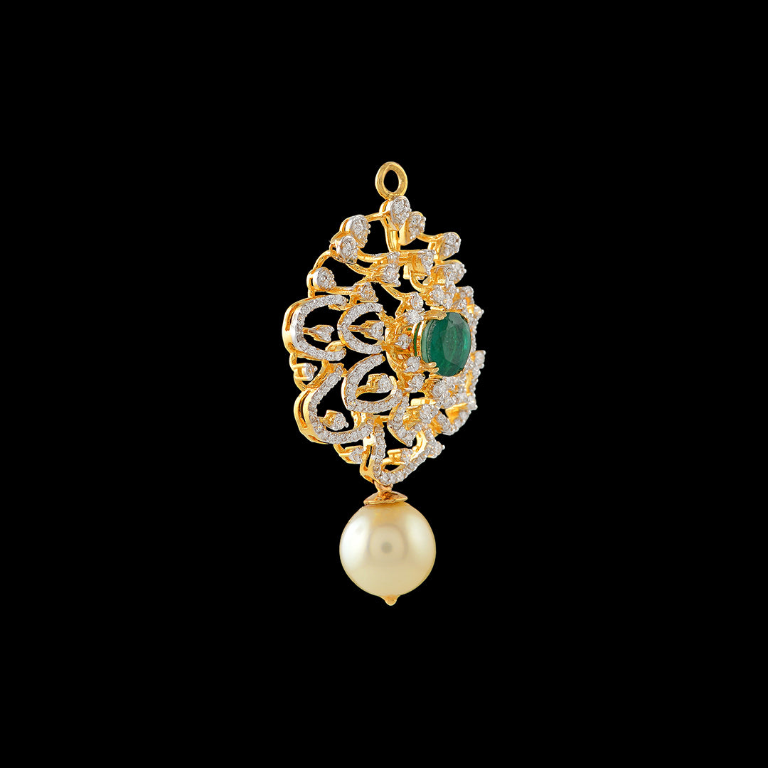 Diamond Pendant in Flower Motif - Krishna Jewellers Pearls and Gems