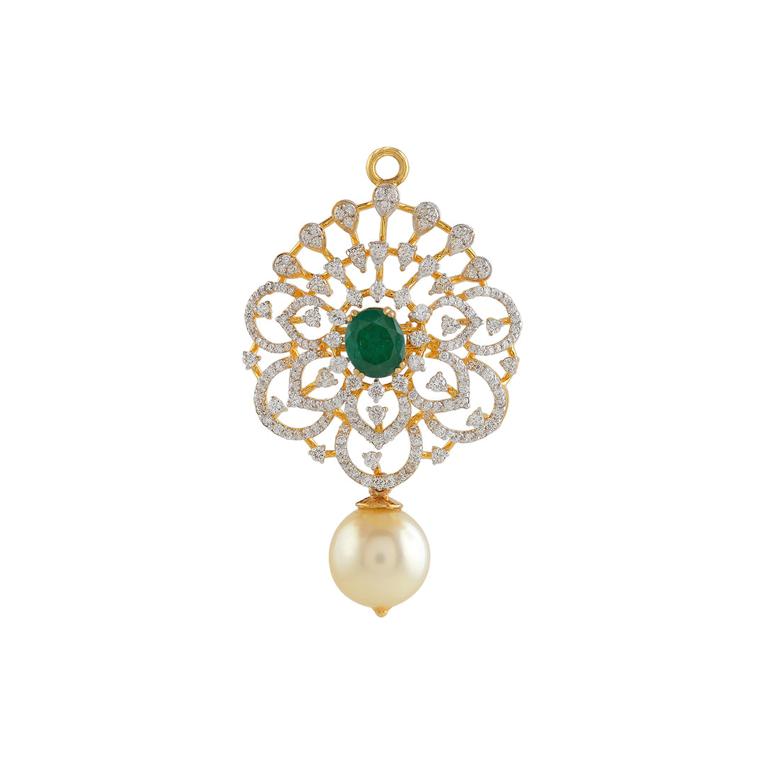 Diamond Pendant in Flower Motif - Krishna Jewellers Pearls and Gems