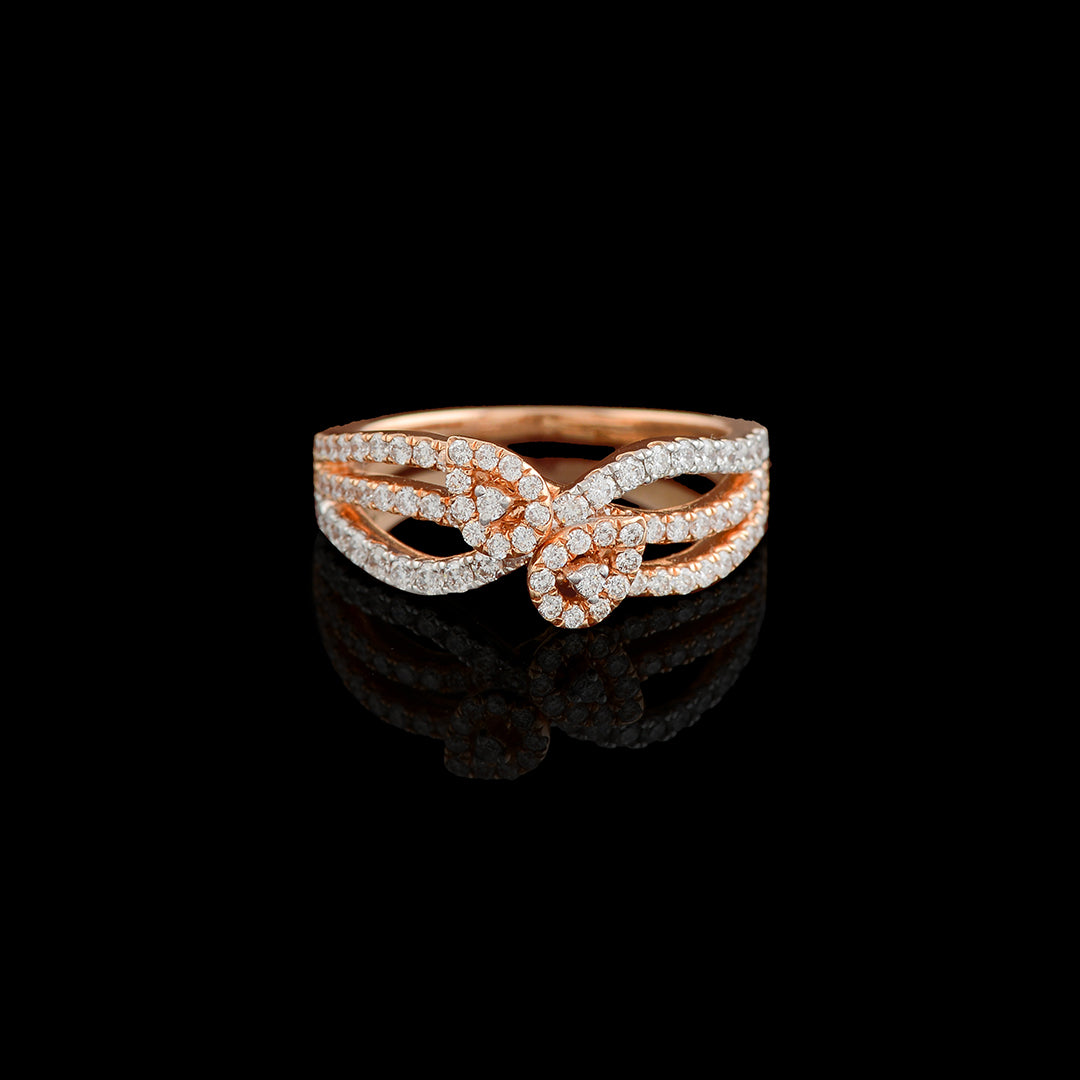 Leaf Motif Rose Gold Diamond Ring - Krishna Jewellers Pearls and Gems
