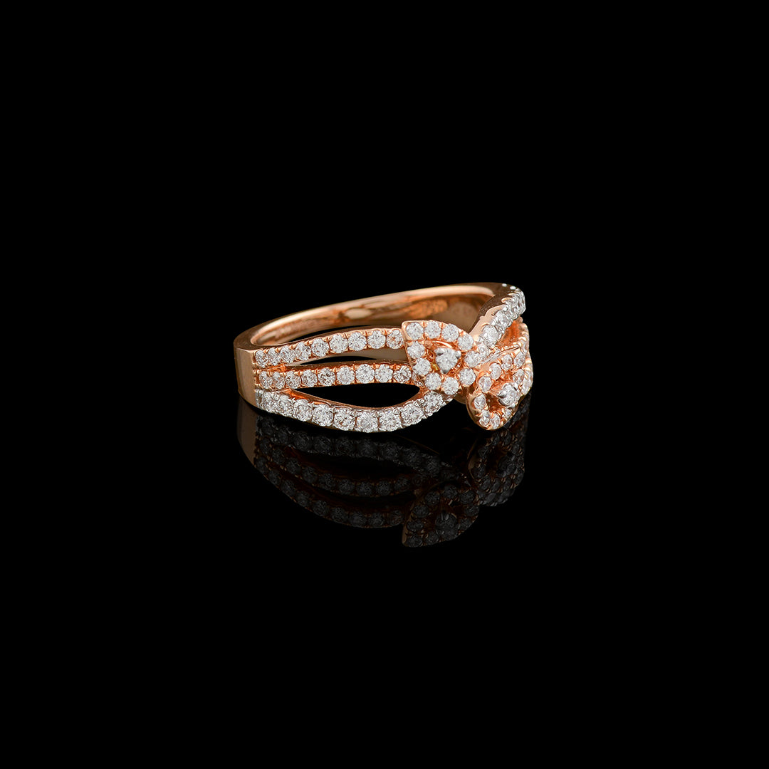 Leaf Motif Rose Gold Diamond Ring - Krishna Jewellers Pearls and Gems