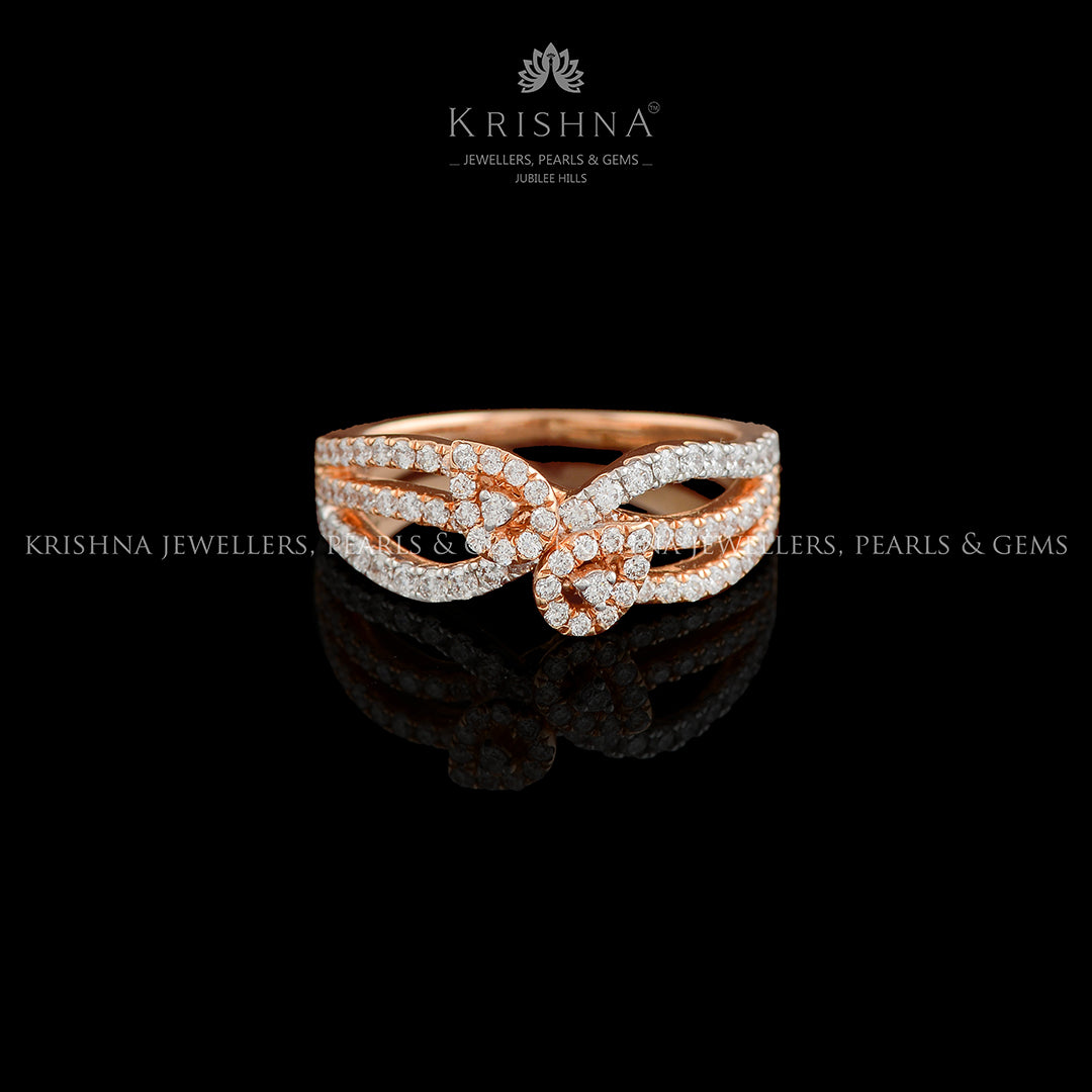 Leaf Motif Rose Gold Diamond Ring - Krishna Jewellers Pearls and Gems