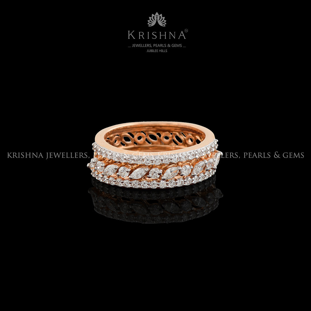 Rose Gold Diamond Engagement Ring - Krishna Jewellers Pearls and Gems