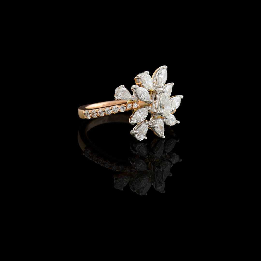Floral Rose Gold Diamond ring - Krishna Jewellers Pearls and Gems