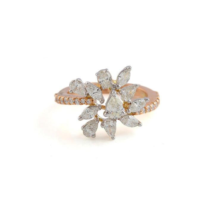 Floral Rose Gold Diamond ring - Krishna Jewellers Pearls and Gems