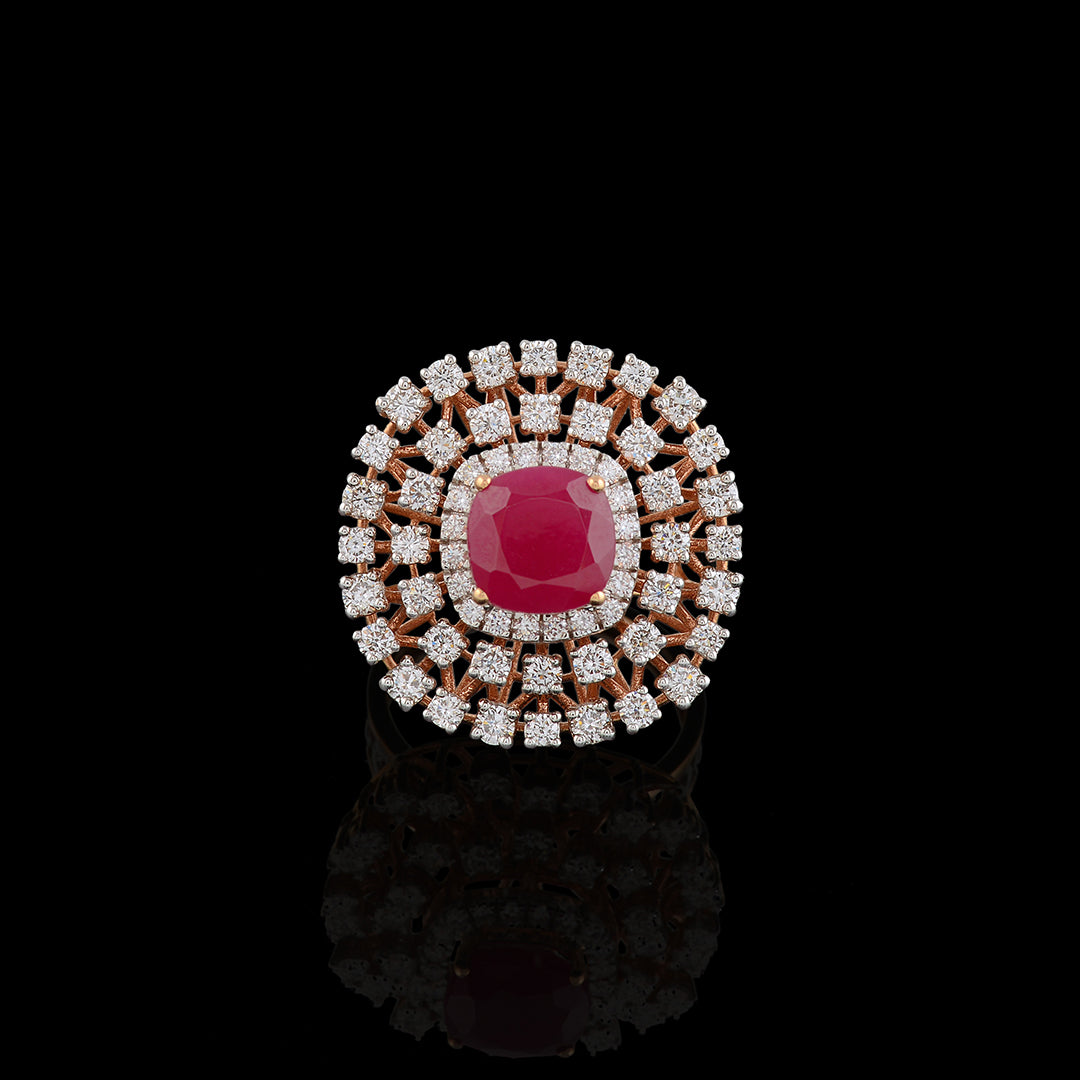 Pinkstone Flower Diamond Ring - Krishna Jewellers Pearls and Gems