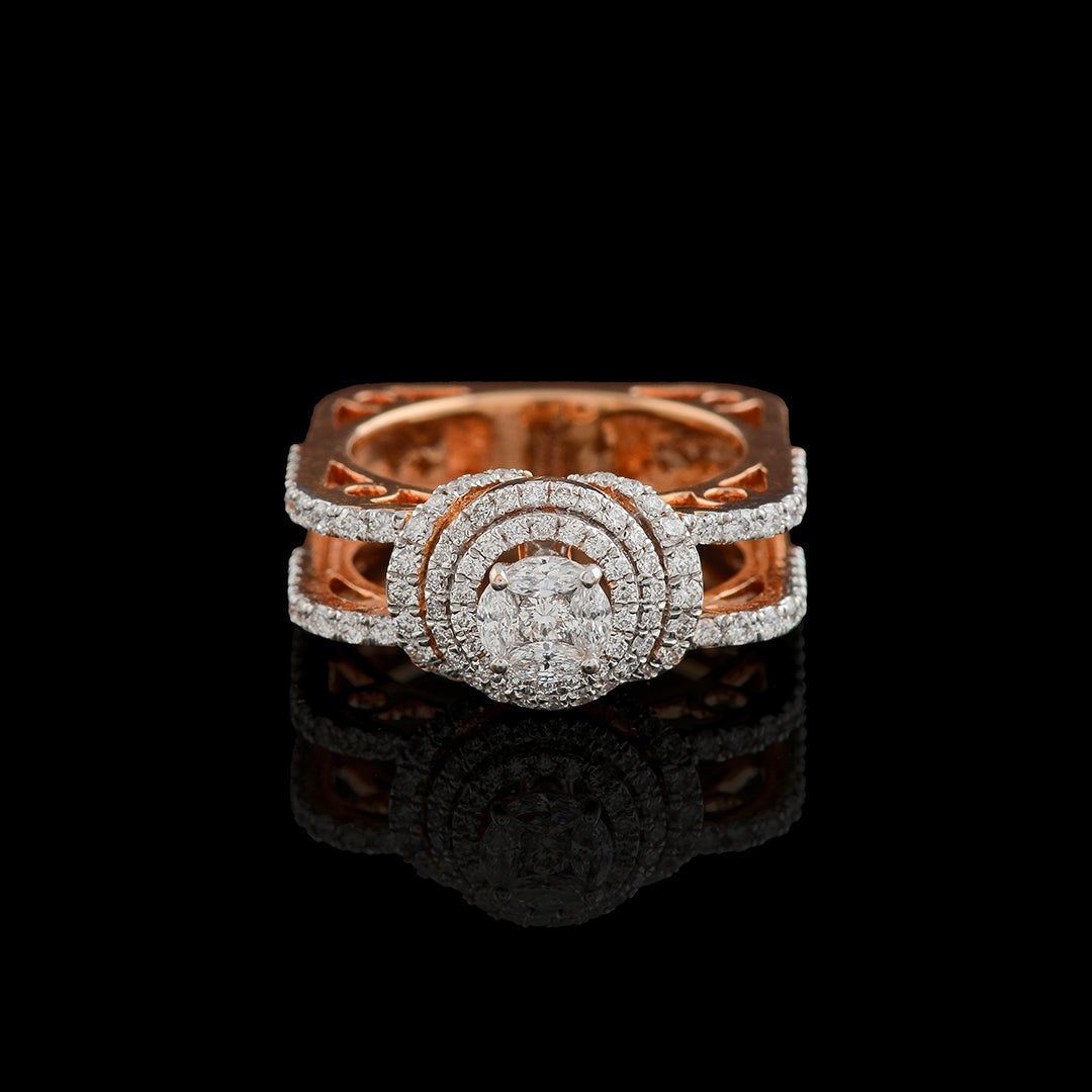 Square Shank Diamond Ring in Rose Gold - Krishna Jewellers Pearls and Gems