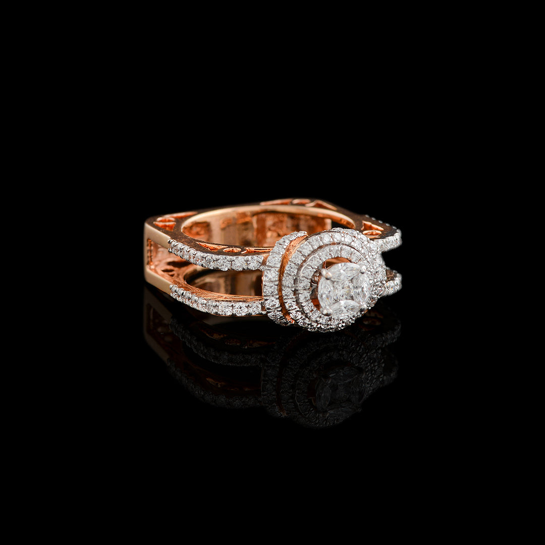 Square Shank Diamond Ring in Rose Gold - Krishna Jewellers Pearls and Gems