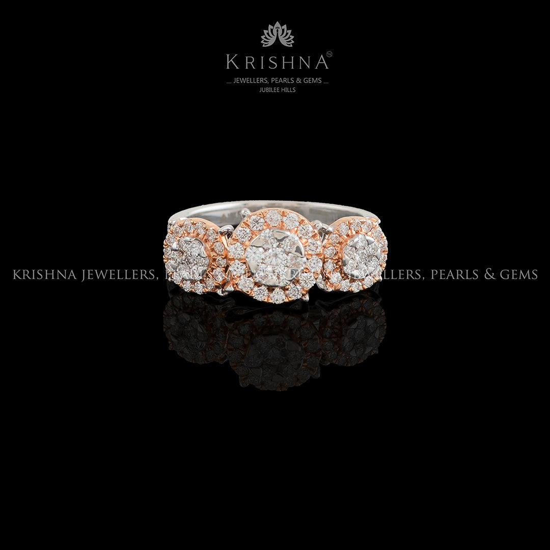 Triple Head Diamond Ring - Krishna Jewellers Pearls and Gems