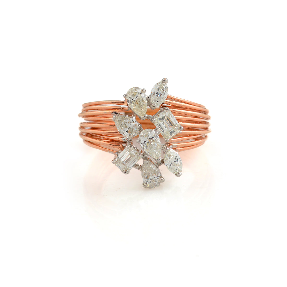 Multi Strand Rose Gold Daimond Ring - Krishna Jewellers Pearls and Gems