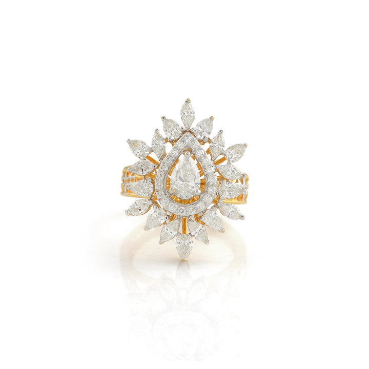 Flower and Drop diamond Ring - Krishna Jewellers Pearls and Gems