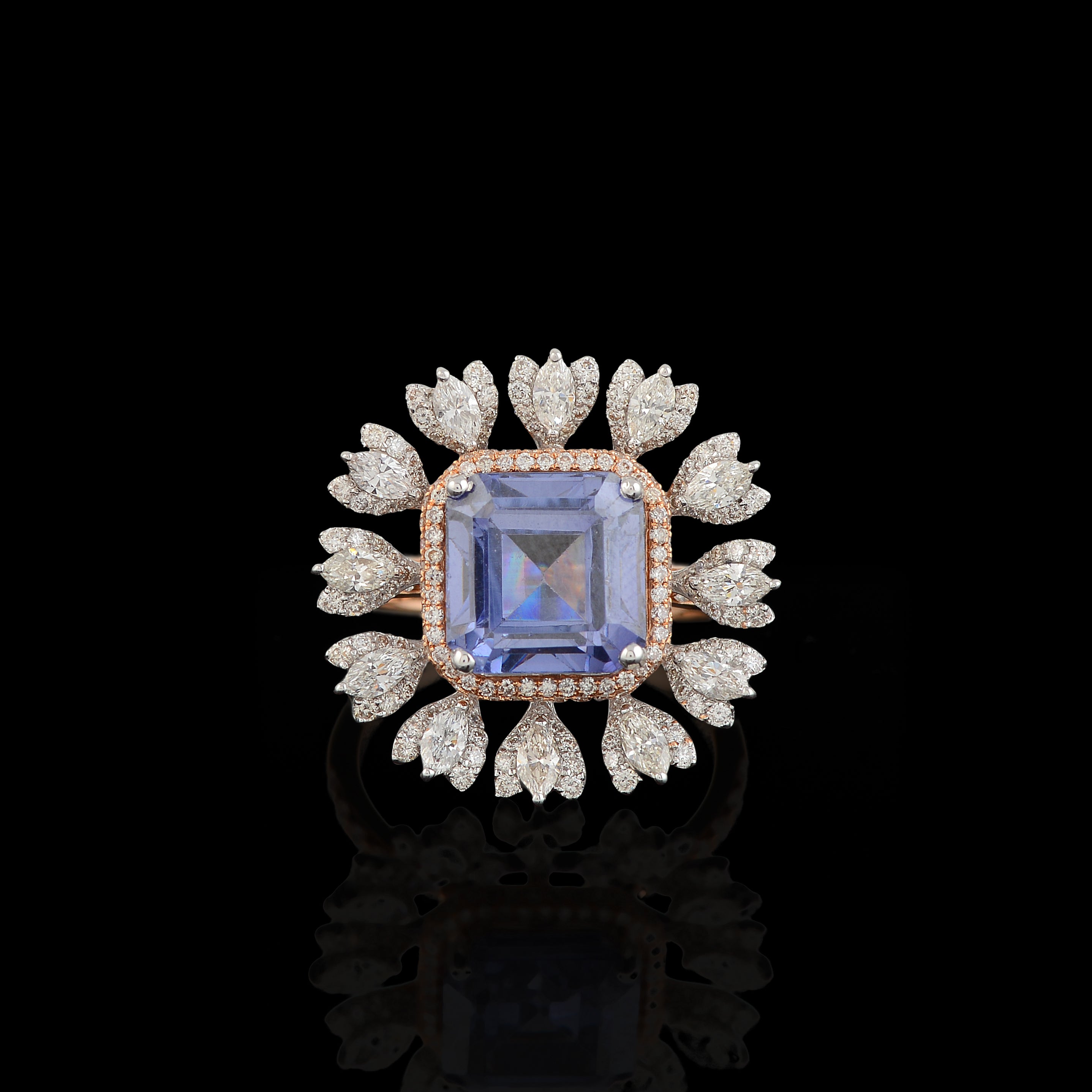 Purple Stone Diamond Ring - Krishna Jewellers Pearls and Gems