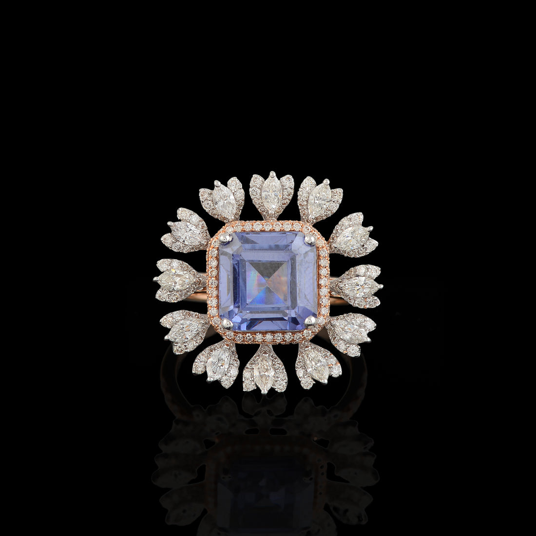 Purple Stone Diamond Ring - Krishna Jewellers Pearls and Gems