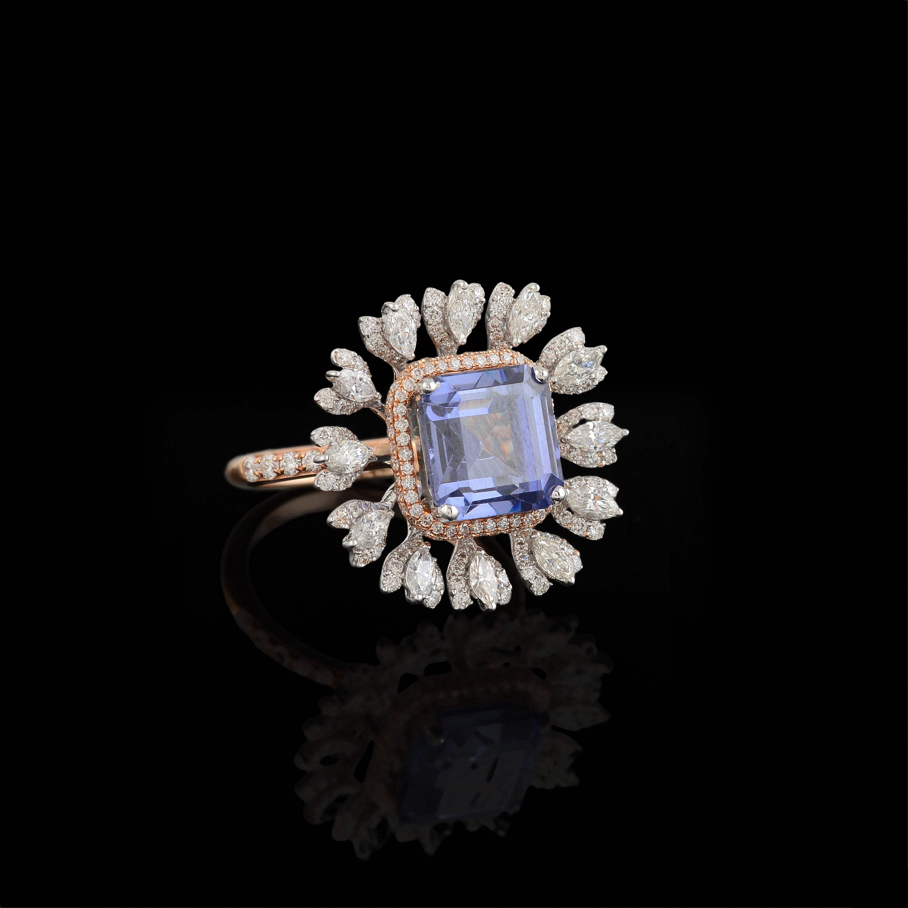 Purple Stone Diamond Ring - Krishna Jewellers Pearls and Gems