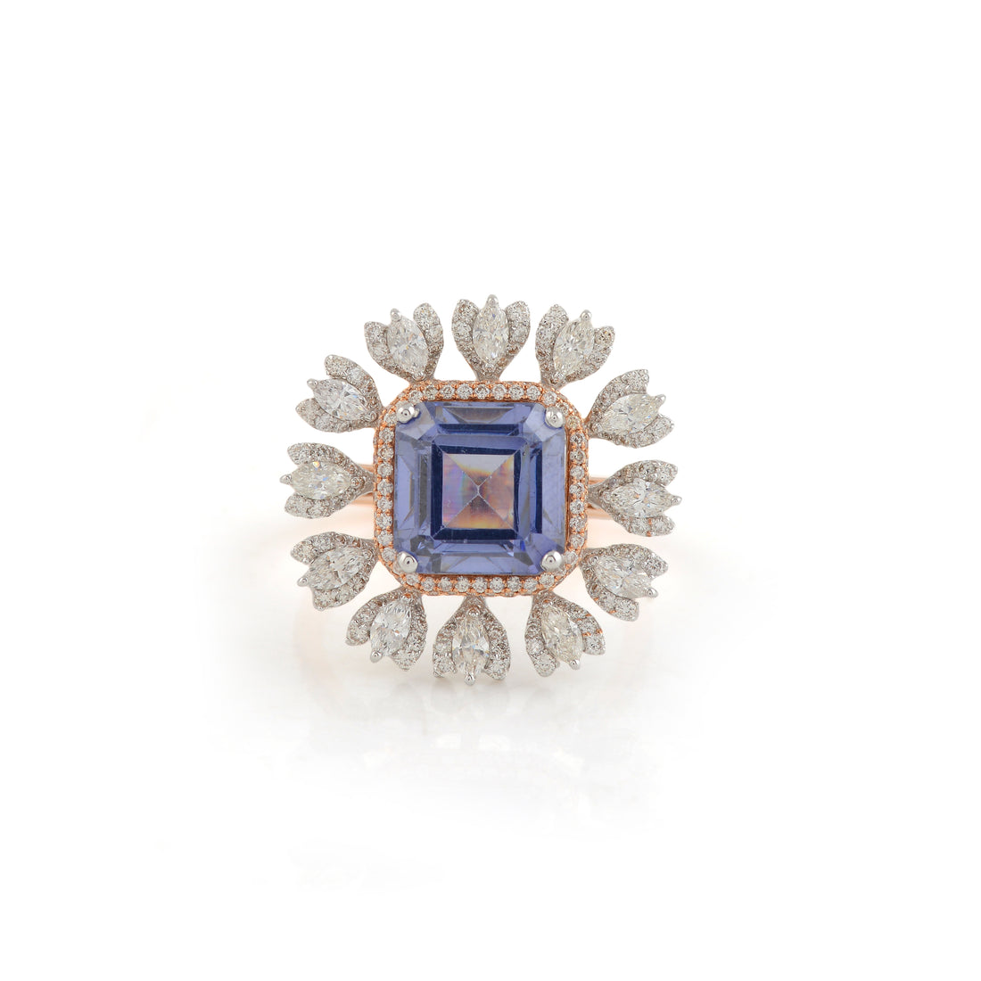 Purple Stone Diamond Ring - Krishna Jewellers Pearls and Gems