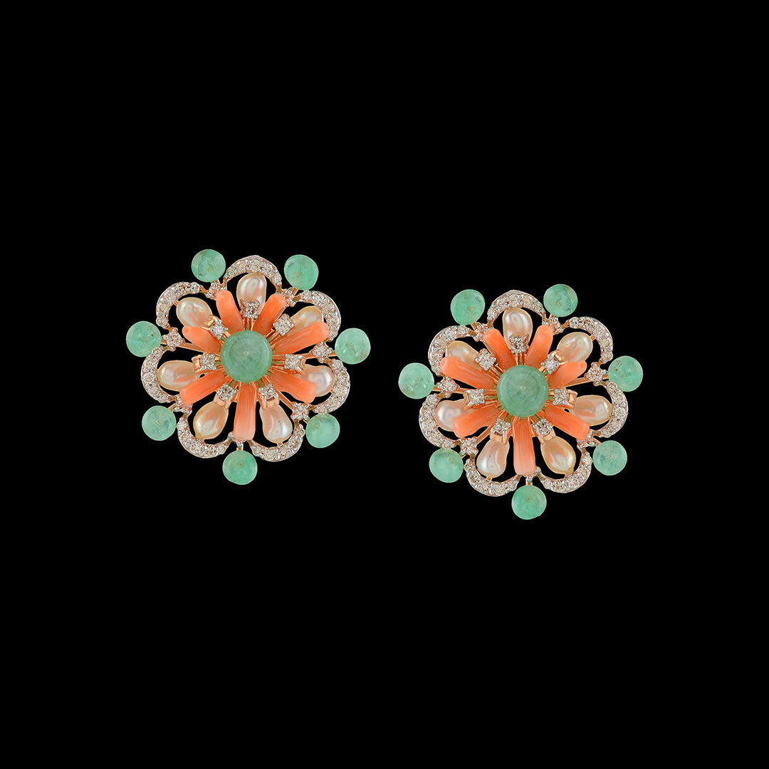 Beautiful Rose Gold Diamond Studs - Krishna Jewellers Pearls and Gems