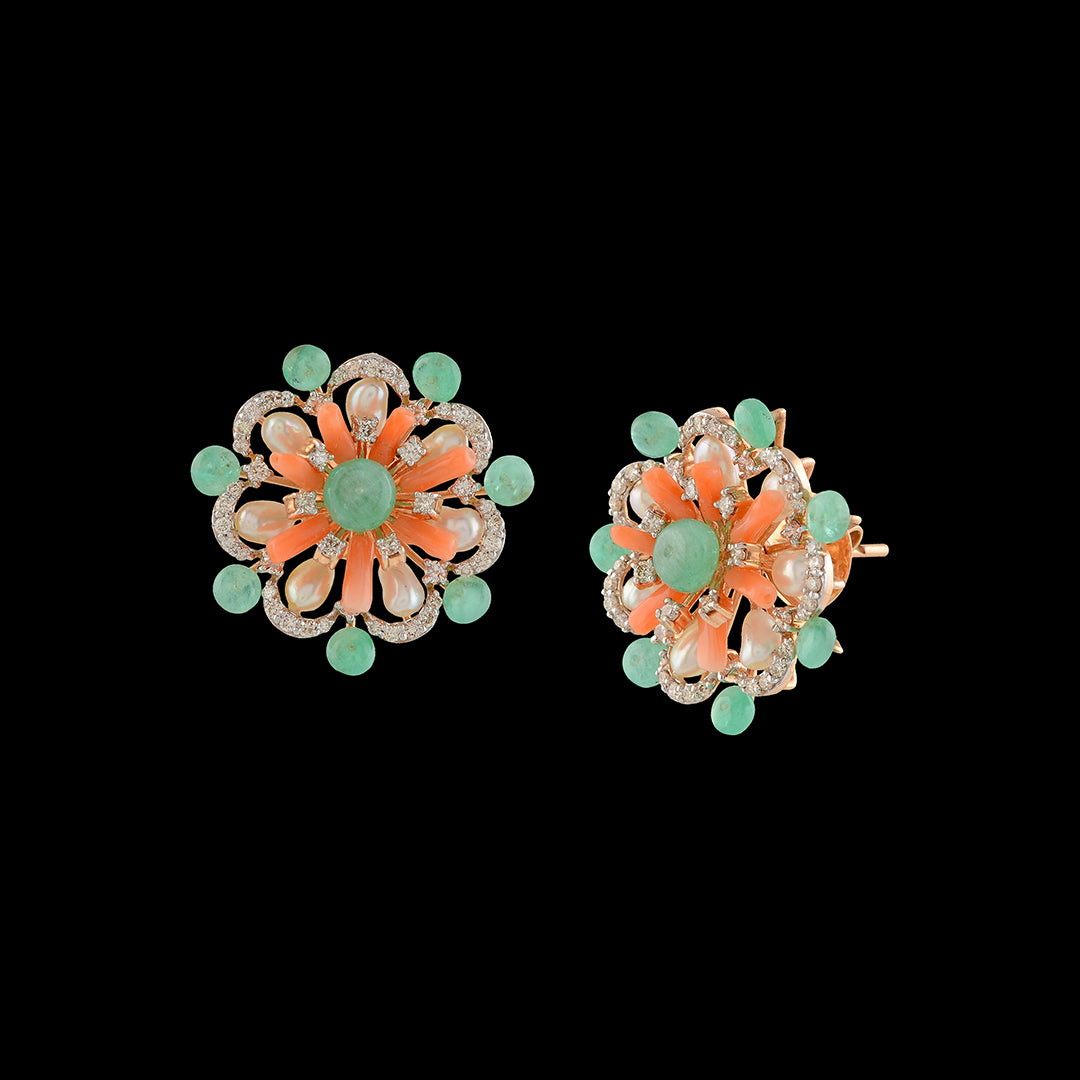 Beautiful Rose Gold Diamond Studs - Krishna Jewellers Pearls and Gems