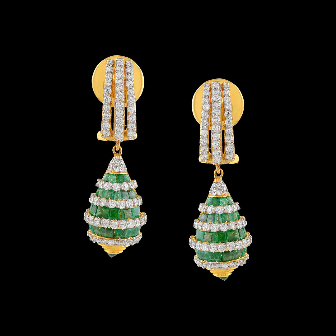 Conch Motif Diamond Earrings - Krishna Jewellers Pearls and Gems