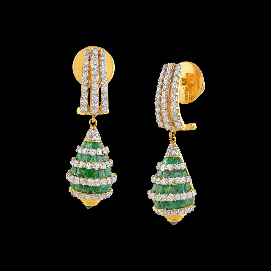 Conch Motif Diamond Earrings - Krishna Jewellers Pearls and Gems